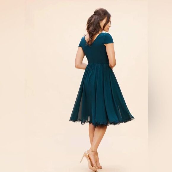 DRESS THE POPULATION Corey Dress, Fit & Flare, Blue/Green Pine, Medium 8/10, NWT - Picture 15 of 15